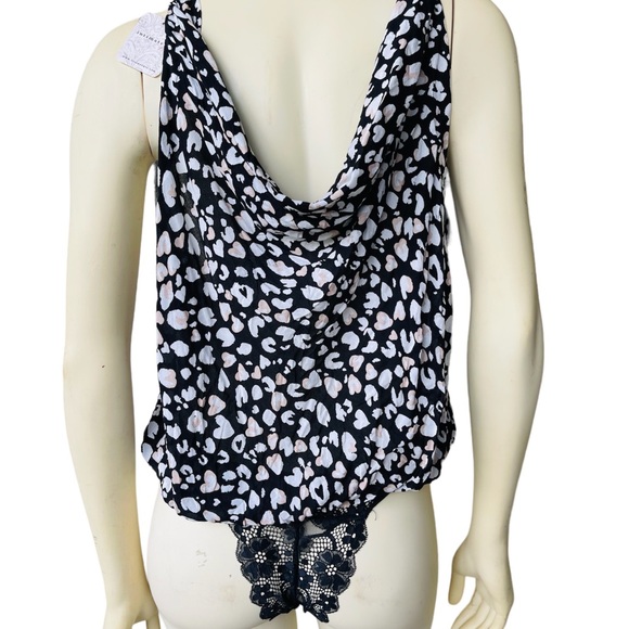 Free People Bare It All Bodysuit Built in Lace Thong Animal Print Bodysuit - Picture 9 of 12